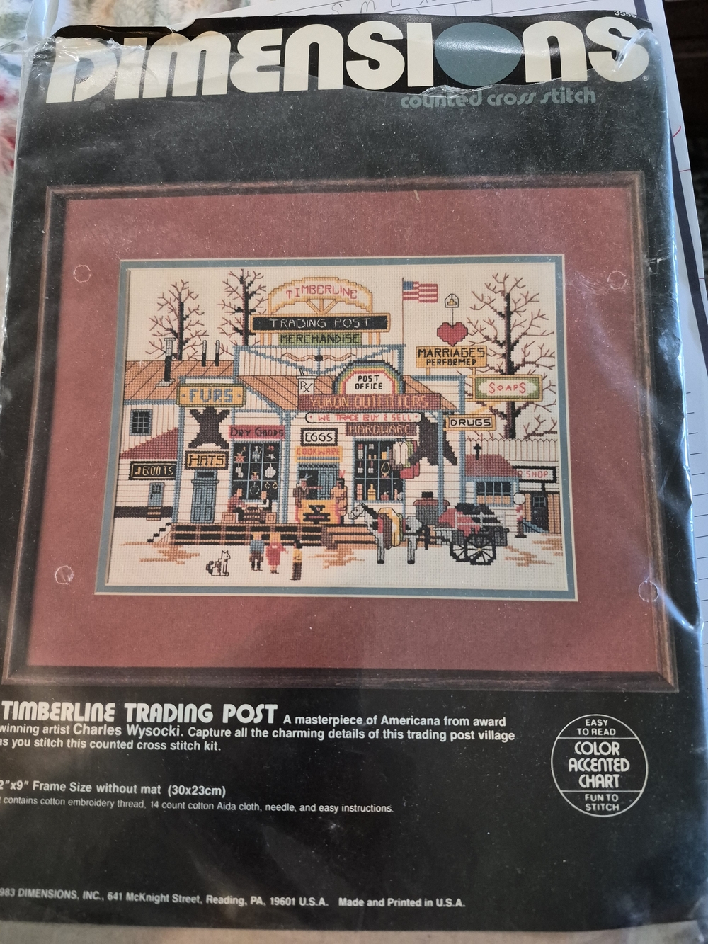 Charles Wysocki " Timberline Trading Post" Counted Cross Stitch Kit
